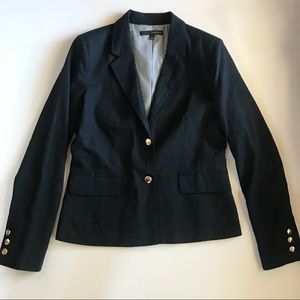 Harvé Benard Navy Linen Blend Lined Blazer